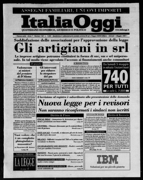 Italia oggi : quotidiano di economia finanza e politica